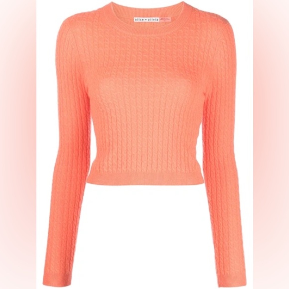 Alice + Olivia Ciara Cable Knit Cropped Sweater *99% Cashmere